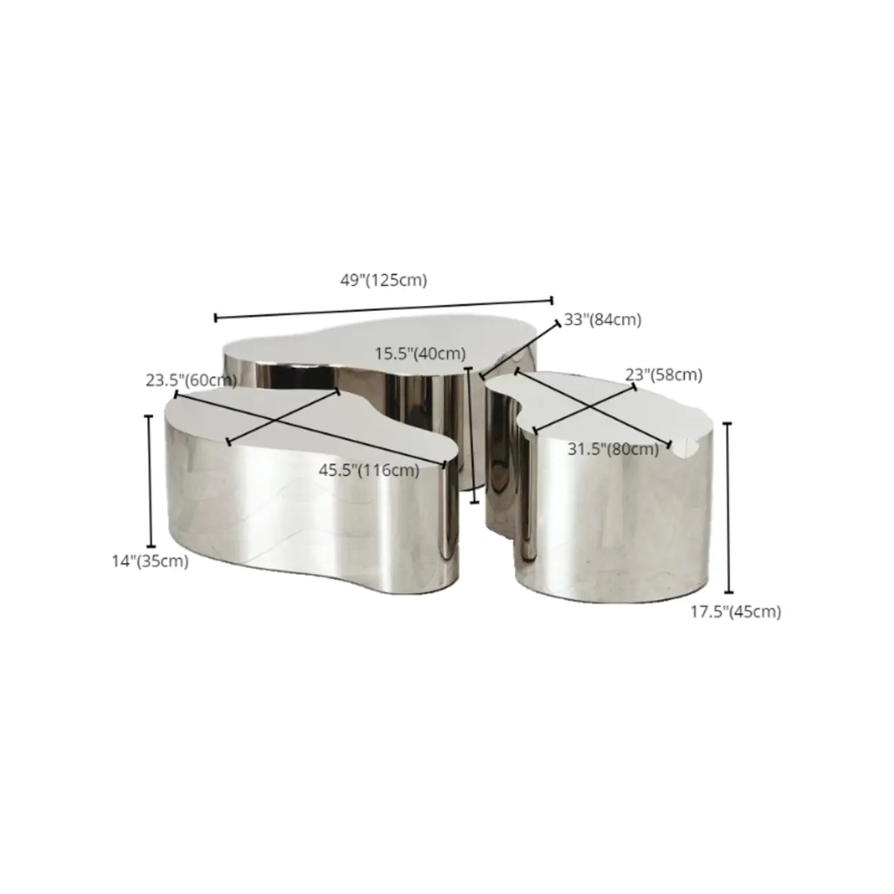 Modern Abstract Unique Silver Coffee Table with Free Form Image - 19 | homeyfad