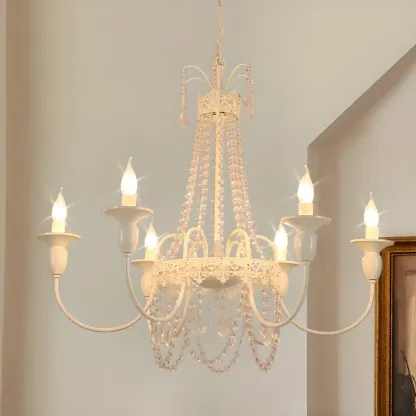 Vintage Crystal Candelabra Chandelier with Metal Frame Image - 1