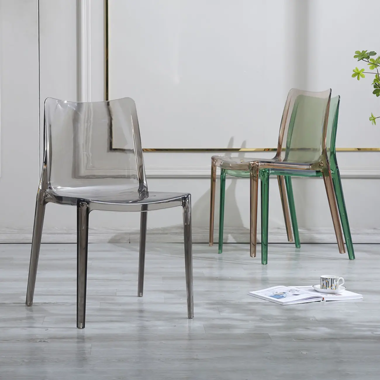Modern Acrylic Dining Chair with Solid Back and Armless Design Image - 6 | homeyfad
