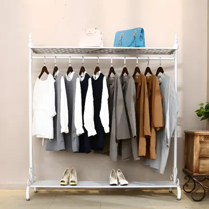 Vintage Metal Coat Rack with Shelves and Hooks Image - 6