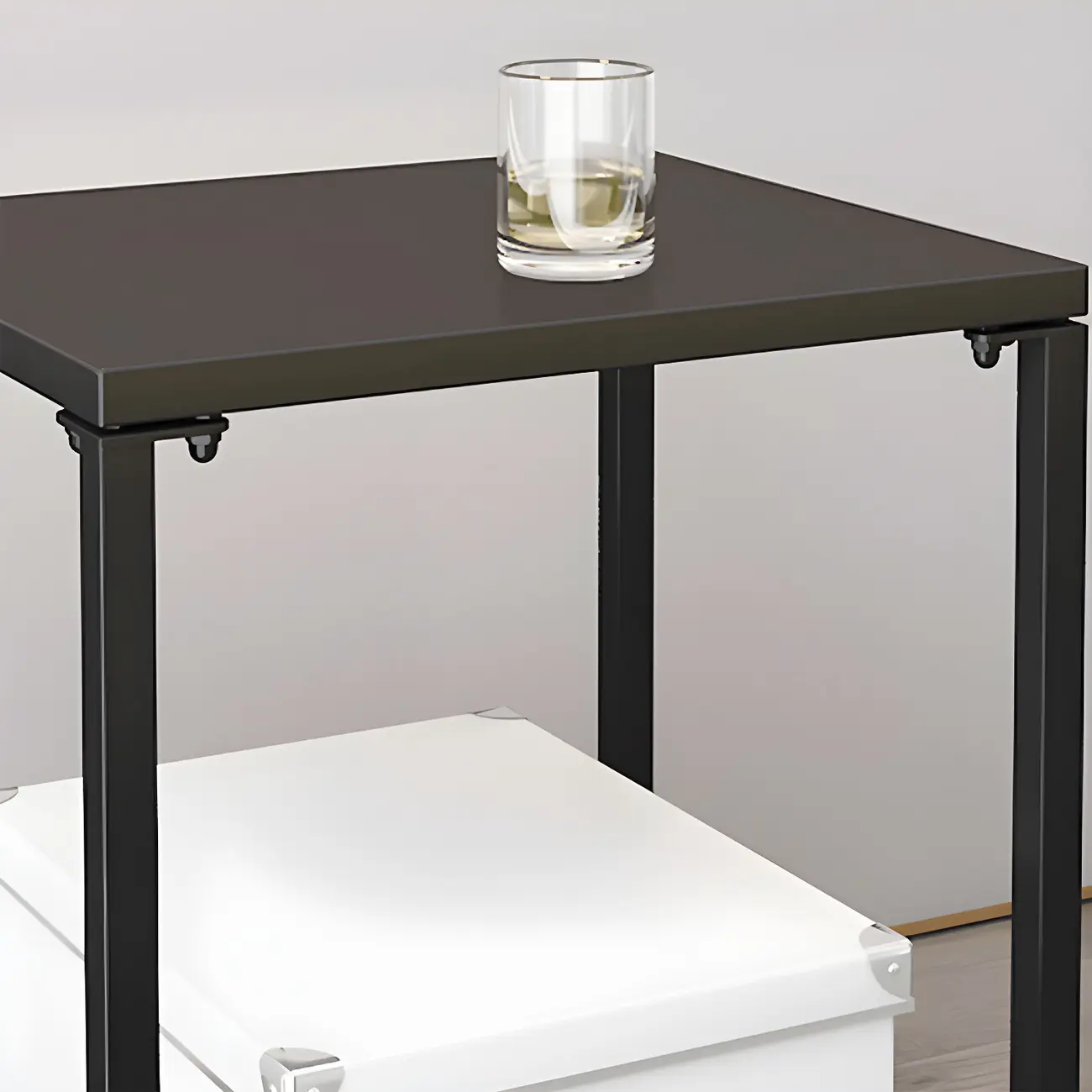Modern Black Glass Top Metal Night Table with Stylish Design Image - 16 | homeyfad