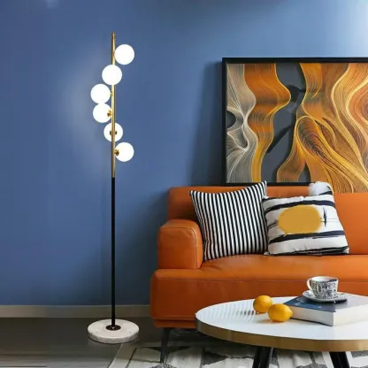 Unique 6-Light Modern Floor Lamp with Glass Globe Shades  Image - 5