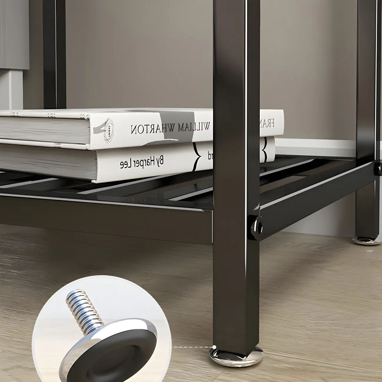 Modern Black Glass Top Metal Night Table with Stylish Design Image - 17 | homeyfad