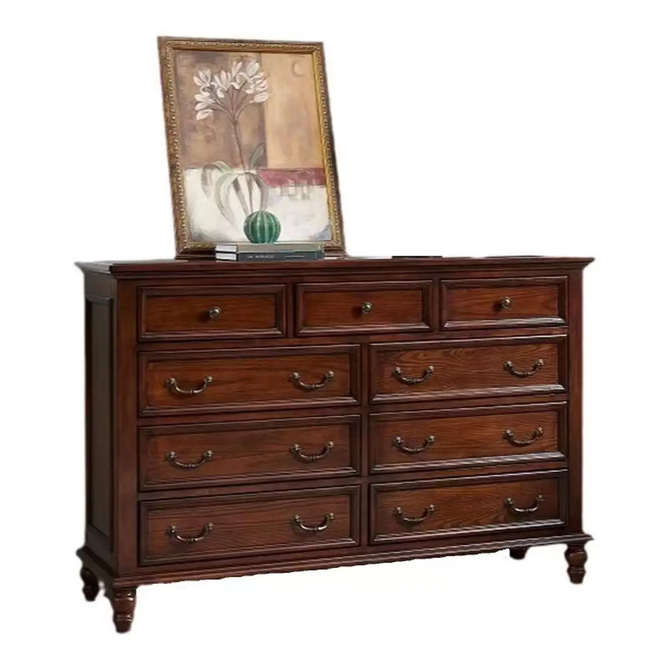 Retro Style Brown Wood Chest with 7-Drawer for Bedroom Image - 3 | homeyfad