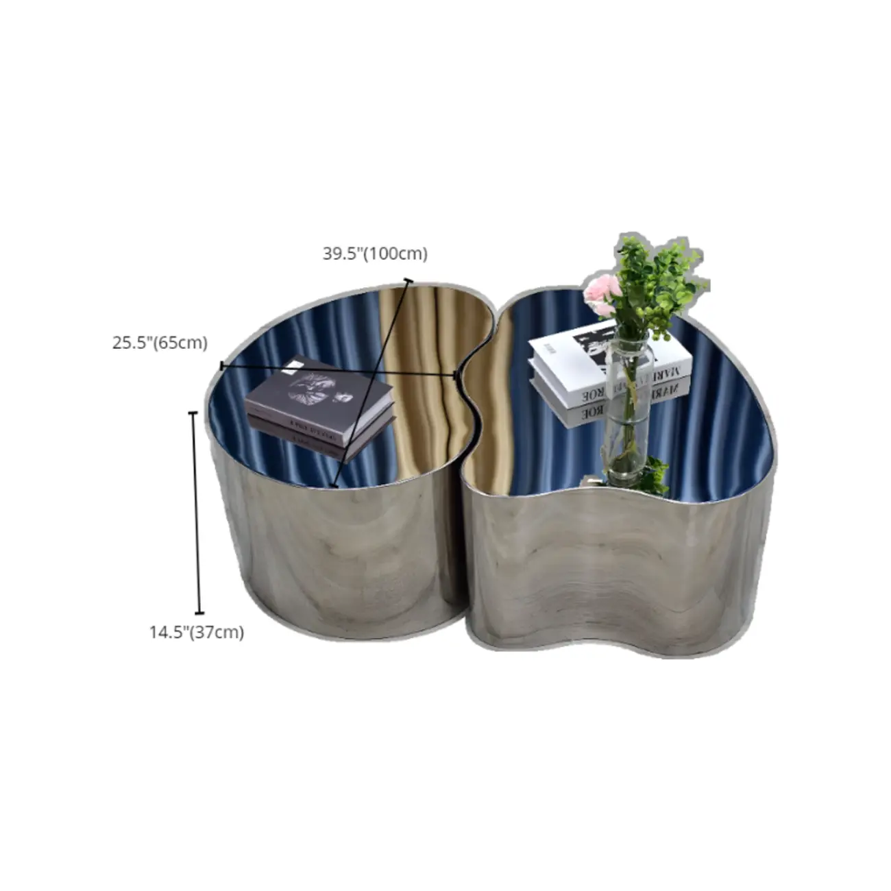 Modern Abstract Unique Silver Coffee Table with Free Form Image - 22 | homeyfad