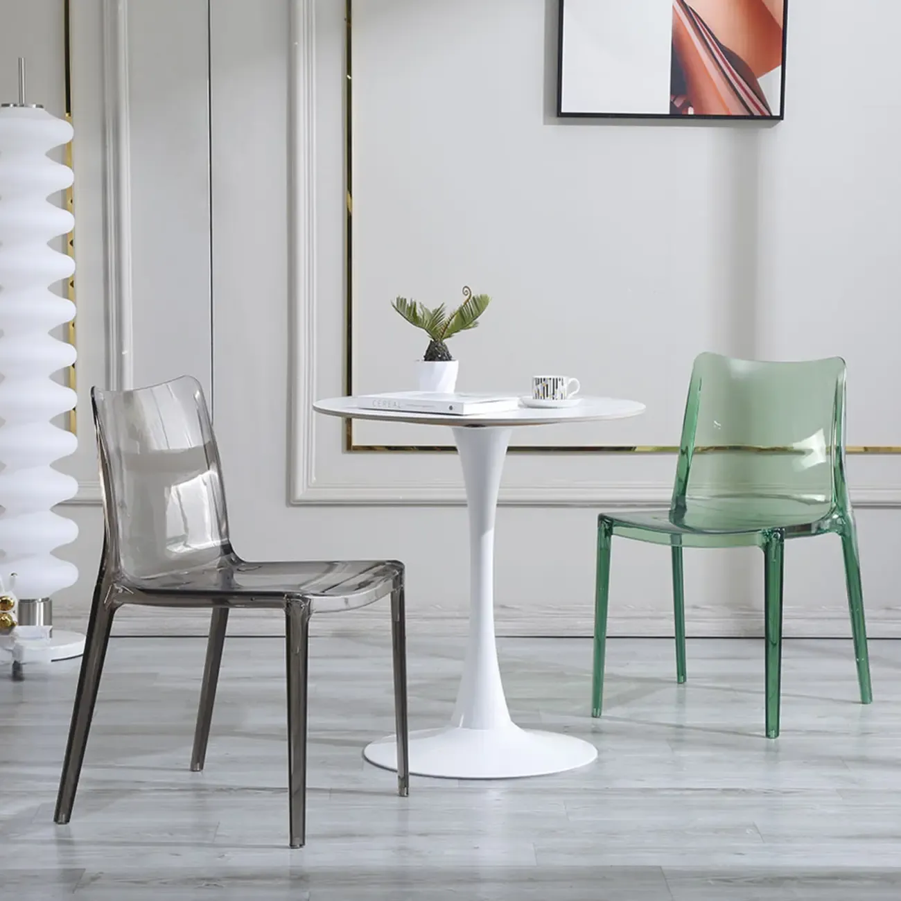 Modern Acrylic Dining Chair with Solid Back and Armless Design Image - 8