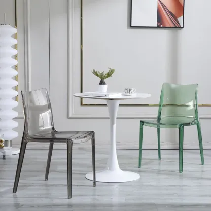 Modern Acrylic Dining Chair with Solid Back and Armless Design Image - 8