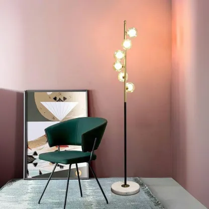 Unique 6-Light Modern Floor Lamp with Glass Globe Shades  Image - 6