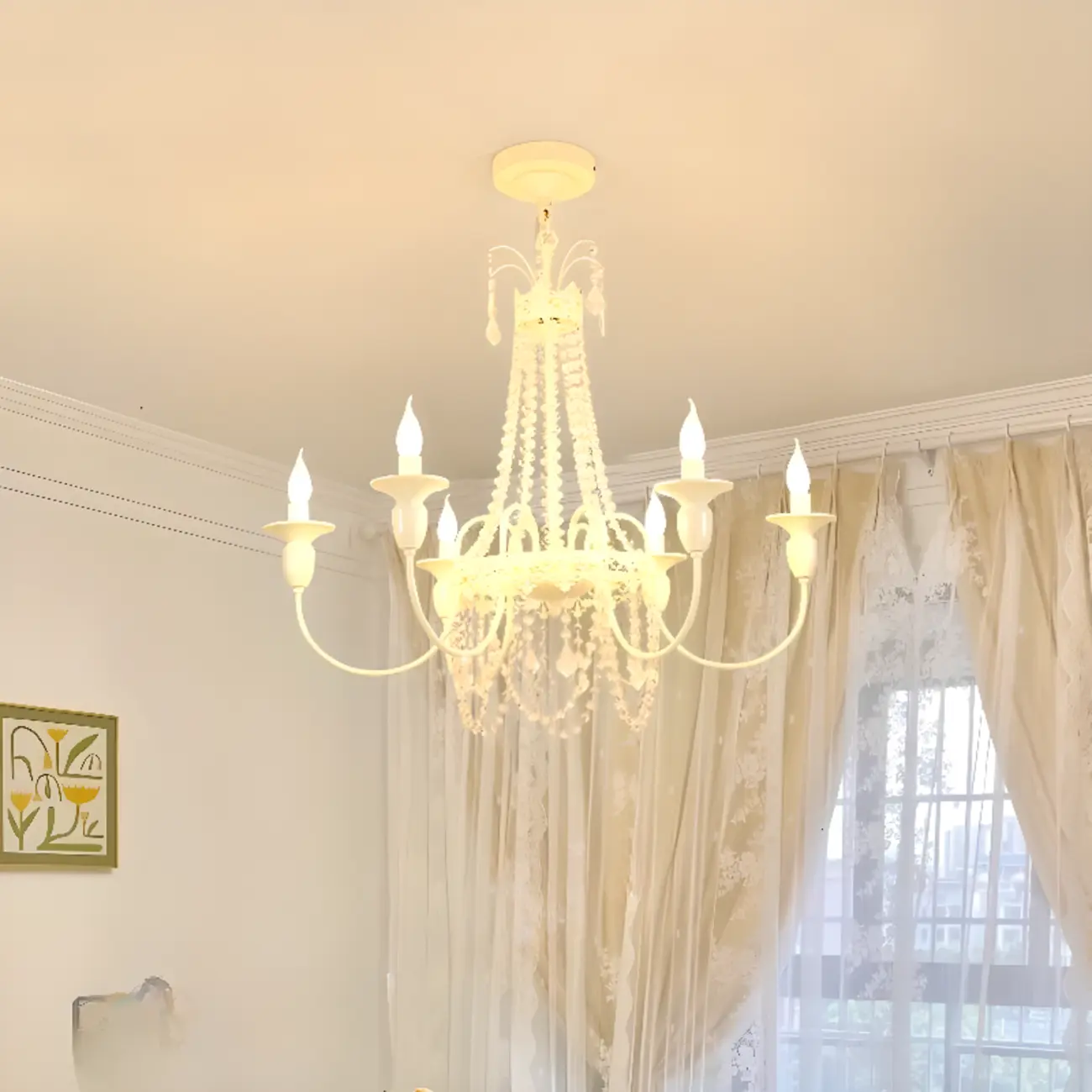 Vintage Crystal Candelabra Chandelier with Metal Frame Image - 4 | homeyfad