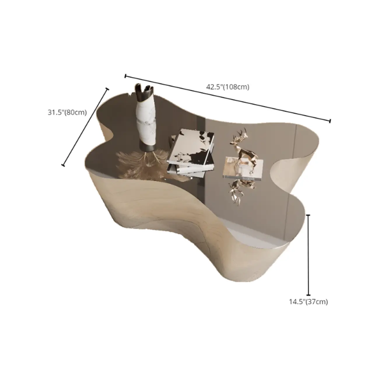 Modern Abstract Unique Silver Coffee Table with Free Form Image - 23 | homeyfad