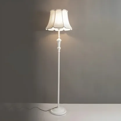 Elegant Traditional Floor Lamp with Geometric Fabric Shade for Living Room Image - 2