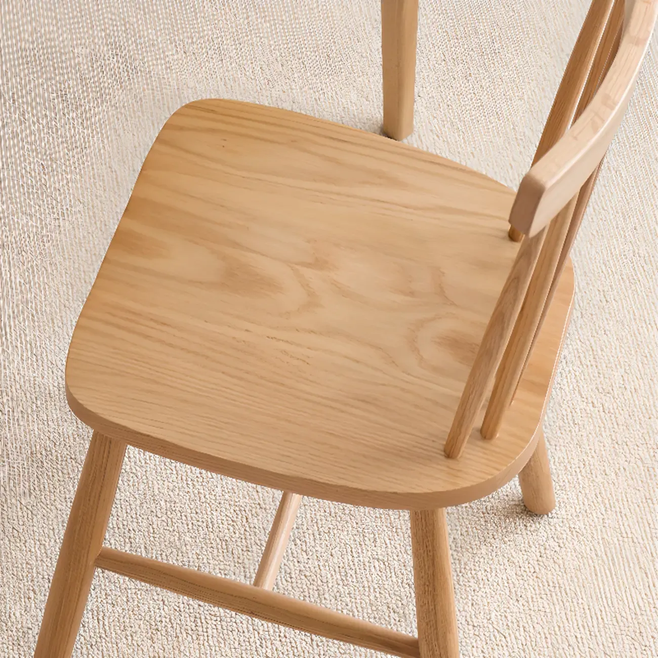 Scandinavian Windsor Back Wooden Armless Dining Chair Image - 8