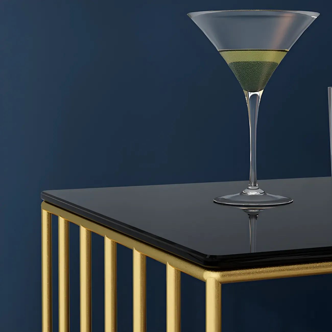 Modern Black Glass Top Metal Night Table with Stylish Design Image - 4