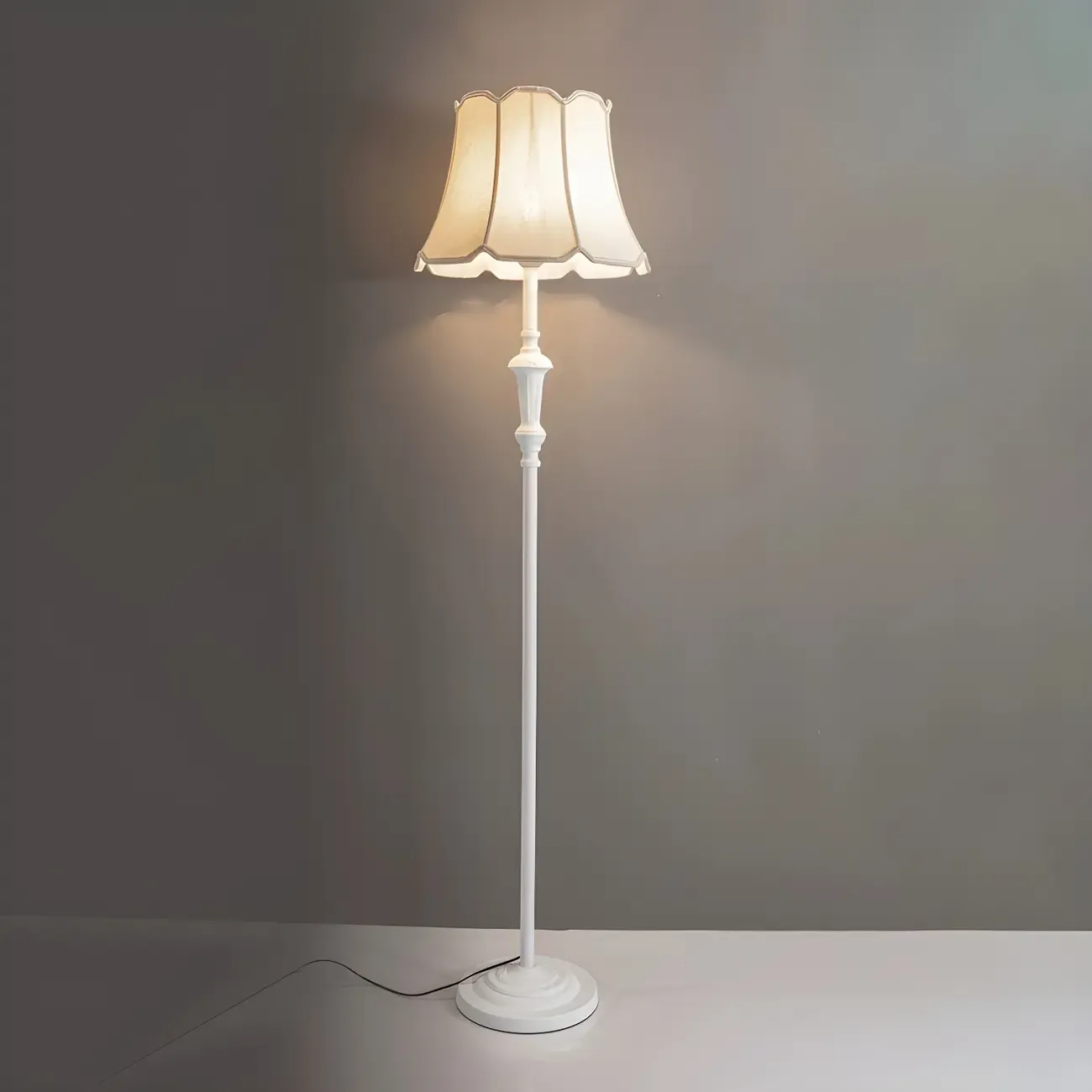 Elegant Traditional Floor Lamp with Geometric Fabric Shade for Living Room Image - 3