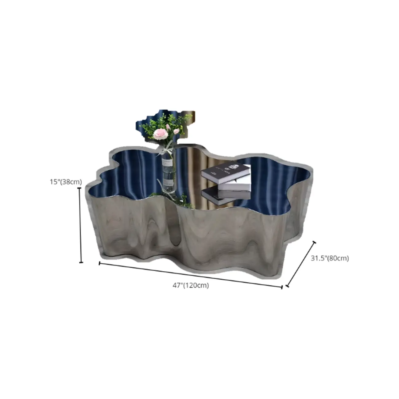 Modern Abstract Unique Silver Coffee Table with Free Form Image - 24 | homeyfad