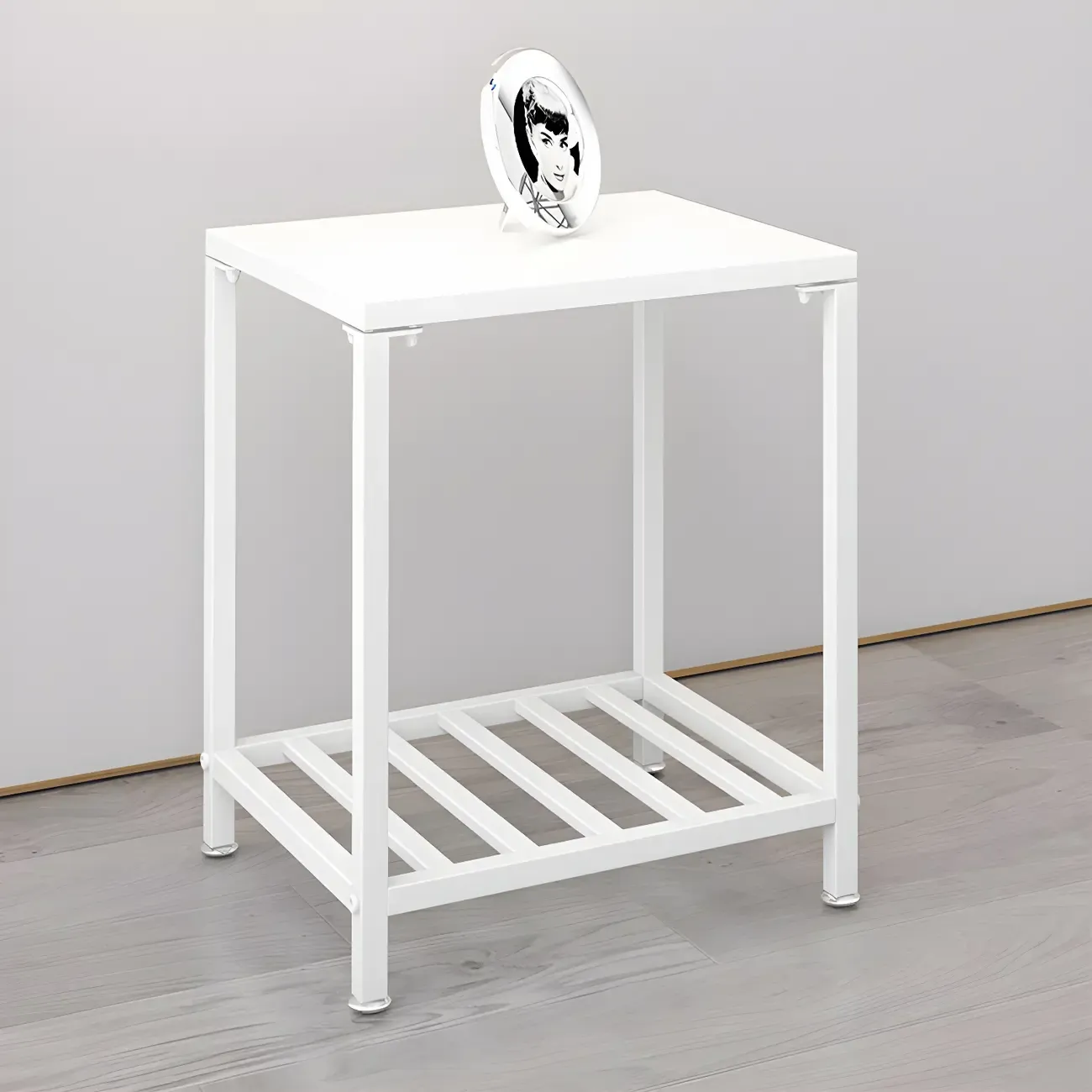 Modern Black Glass Top Metal Night Table with Stylish Design Image - 10