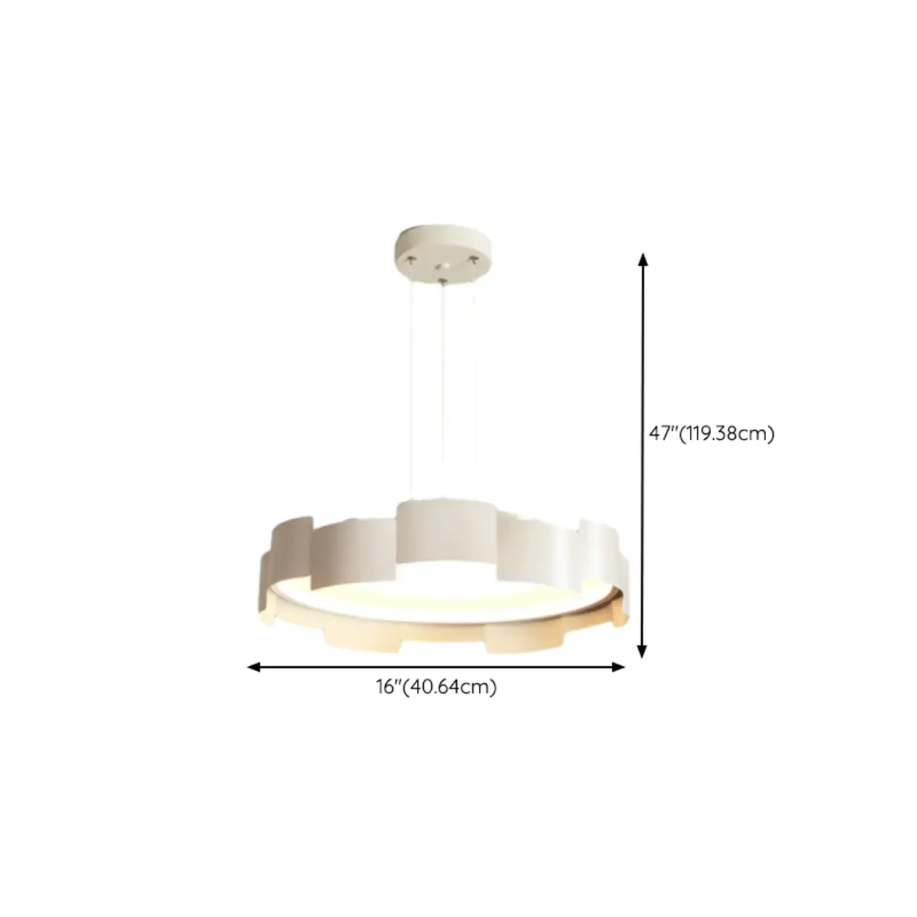 2-Light Modern Round Metal LED Chandelier for Bedroom #size
