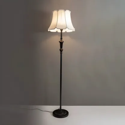 Elegant Traditional Floor Lamp with Geometric Fabric Shade for Living Room Image - 5