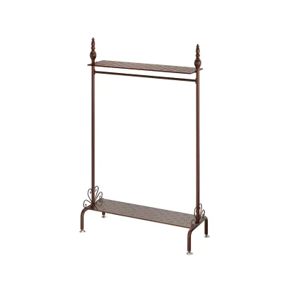 Vintage Metal Coat Rack with Shelves and Hooks Image - 11