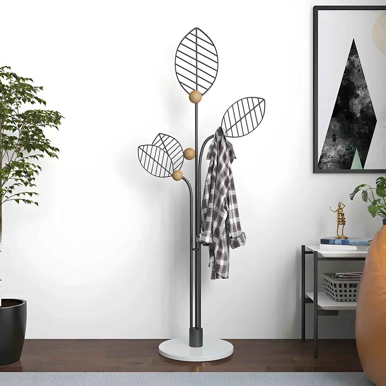 Modern Metal Leaf Shaped Coat Rack Image - 2