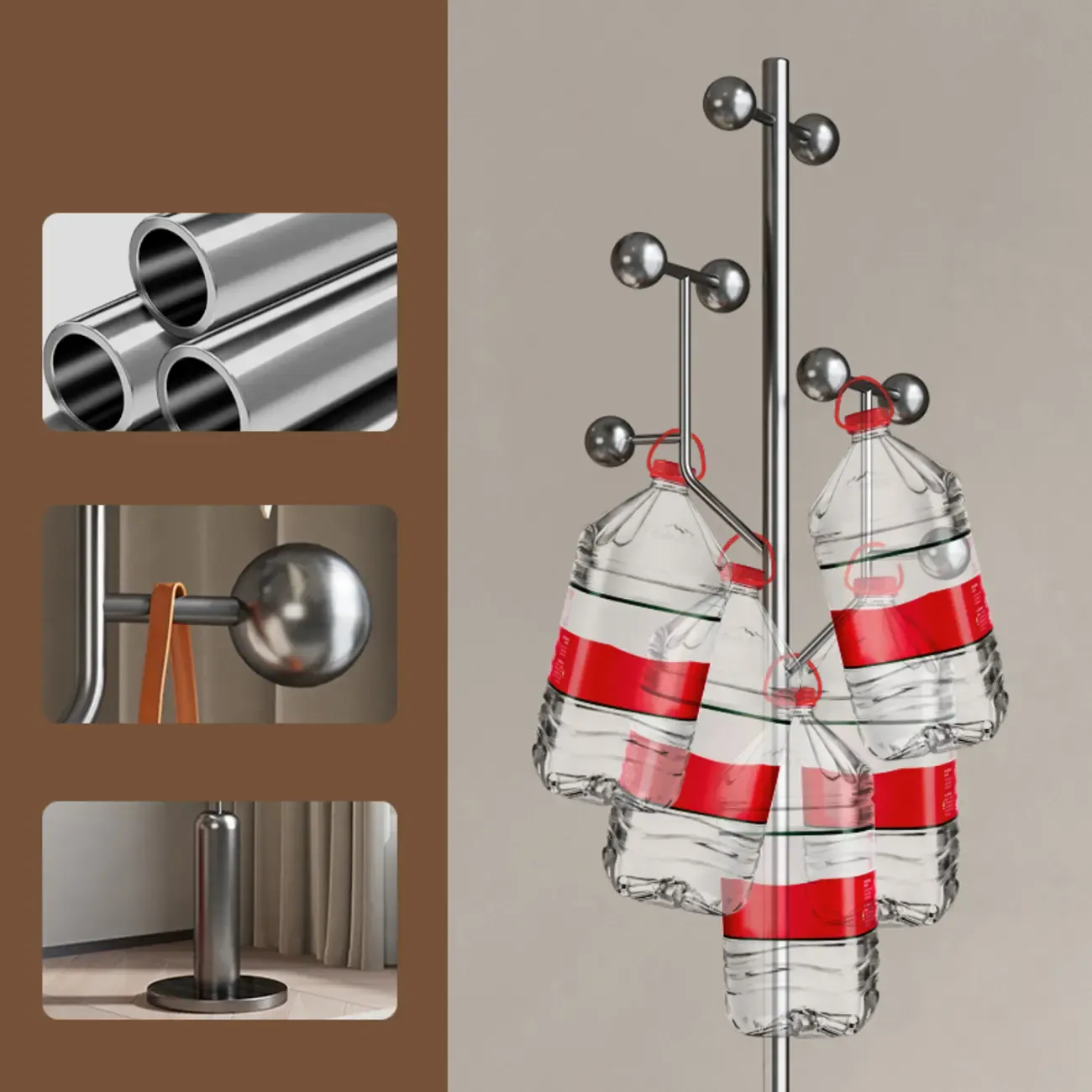 Glam Stainless Steel Coat Rack with Unique Stand Image - 3