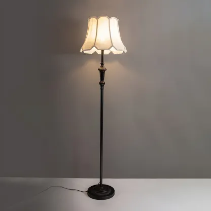Elegant Traditional Floor Lamp with Geometric Fabric Shade for Living Room Image - 7