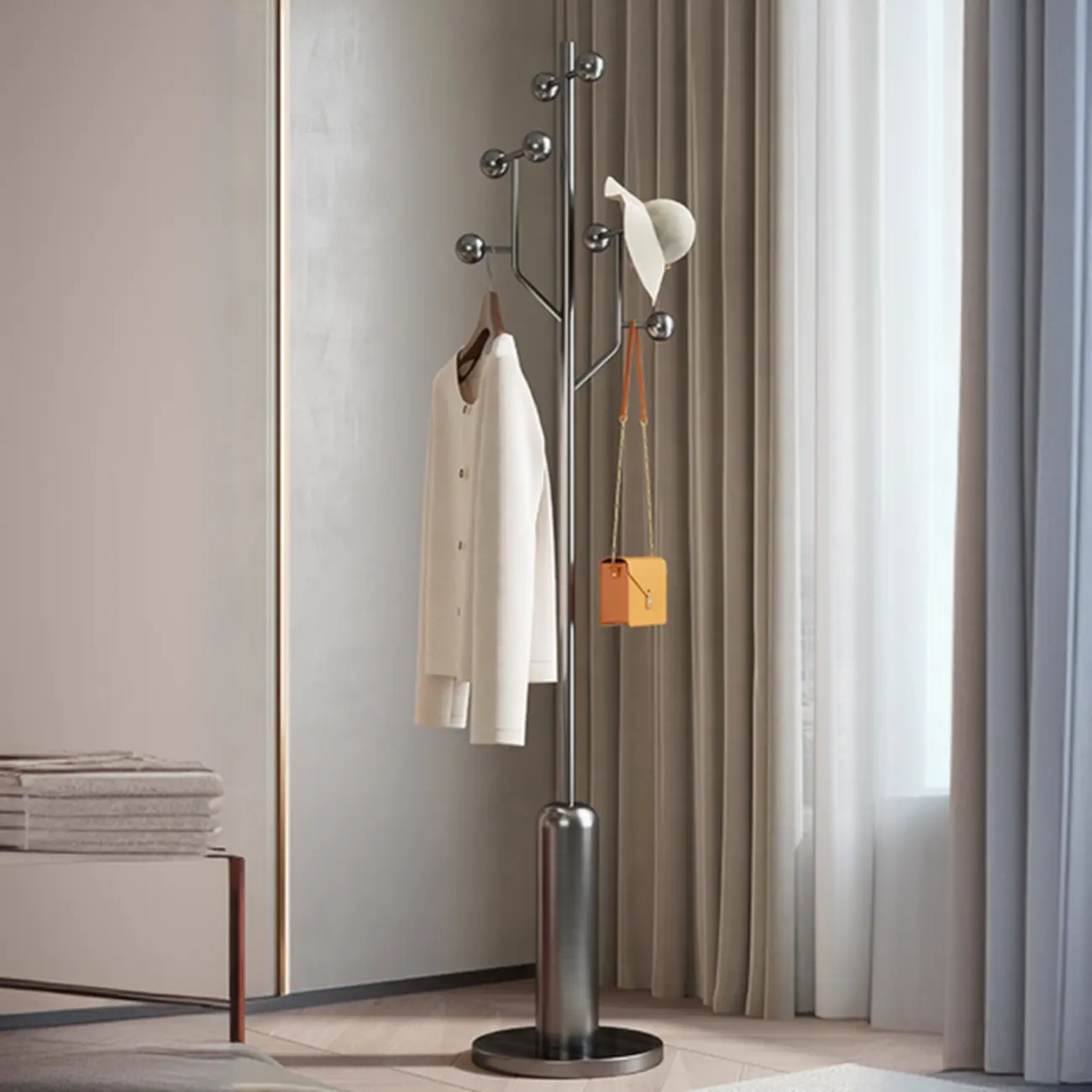 Glam Stainless Steel Coat Rack with Unique Stand Image - 4 | homeyfad