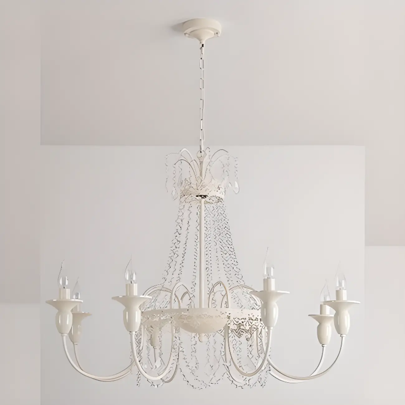 Vintage Crystal Candelabra Chandelier with Metal Frame Image - 9 | homeyfad