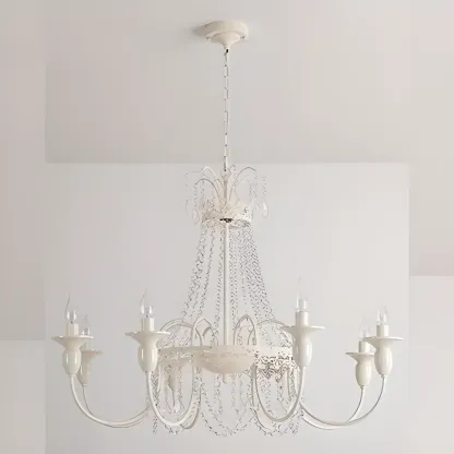 Vintage Crystal Candelabra Chandelier with Metal Frame Image - 9
