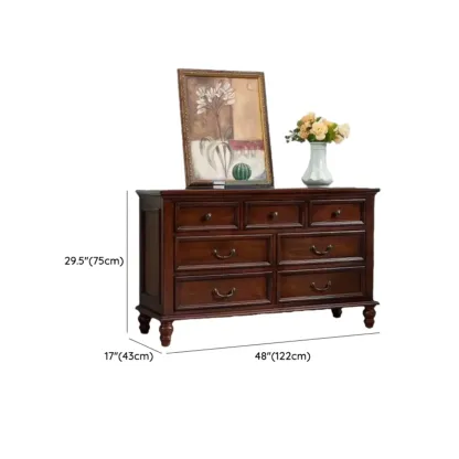 Retro Style Brown Wood Chest with 7-Drawer for Bedroom Image - 10