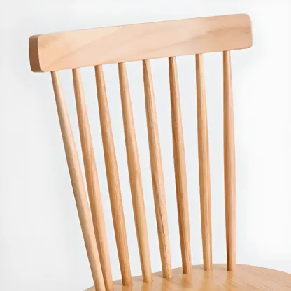 Scandinavian Windsor Back Wooden Armless Dining Chair Image - 14