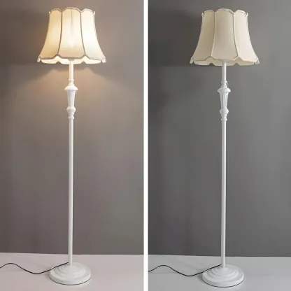 Elegant Traditional Floor Lamp with Geometric Fabric Shade for Living Room Image - 8
