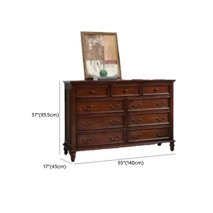 Retro Style Brown Wood Chest with 7-Drawer for Bedroom Image - 11