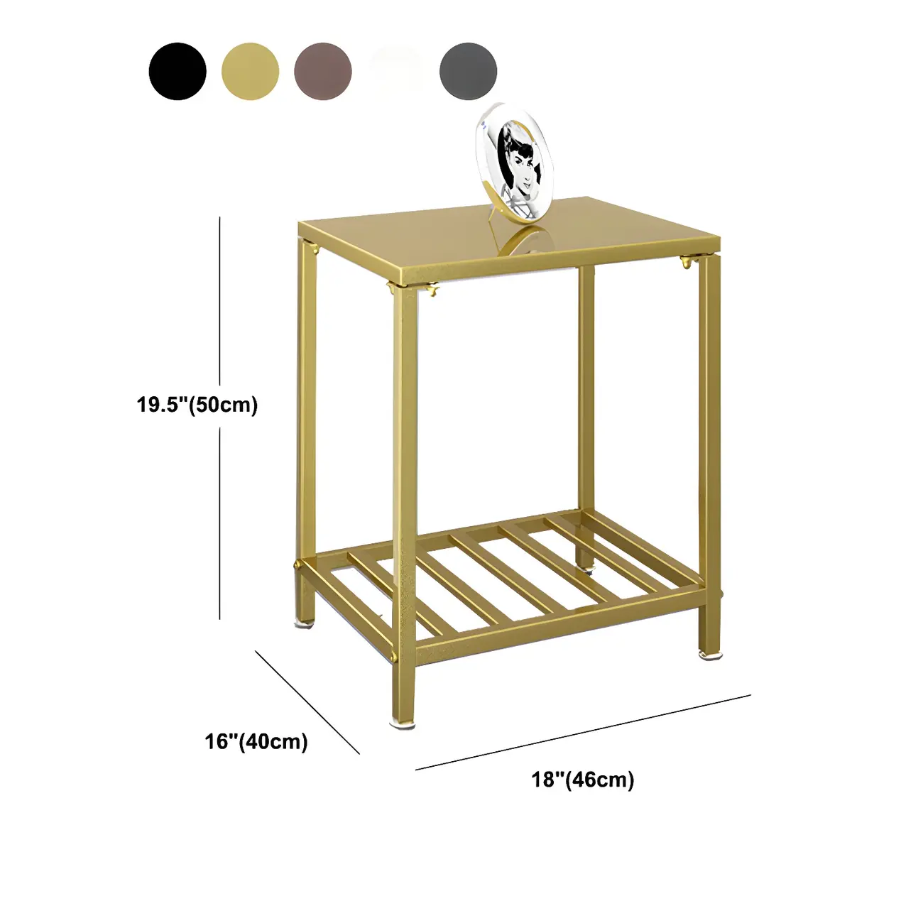 Modern Black Glass Top Metal Night Table with Stylish Design #size | homeyfad