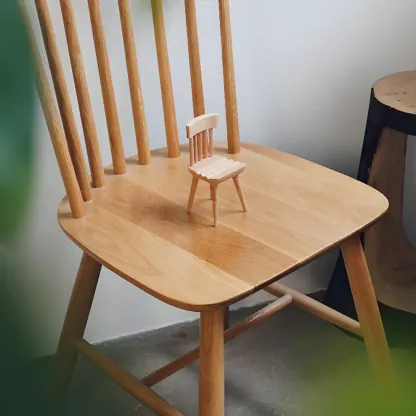 Scandinavian Windsor Back Wooden Armless Dining Chair Image - 15