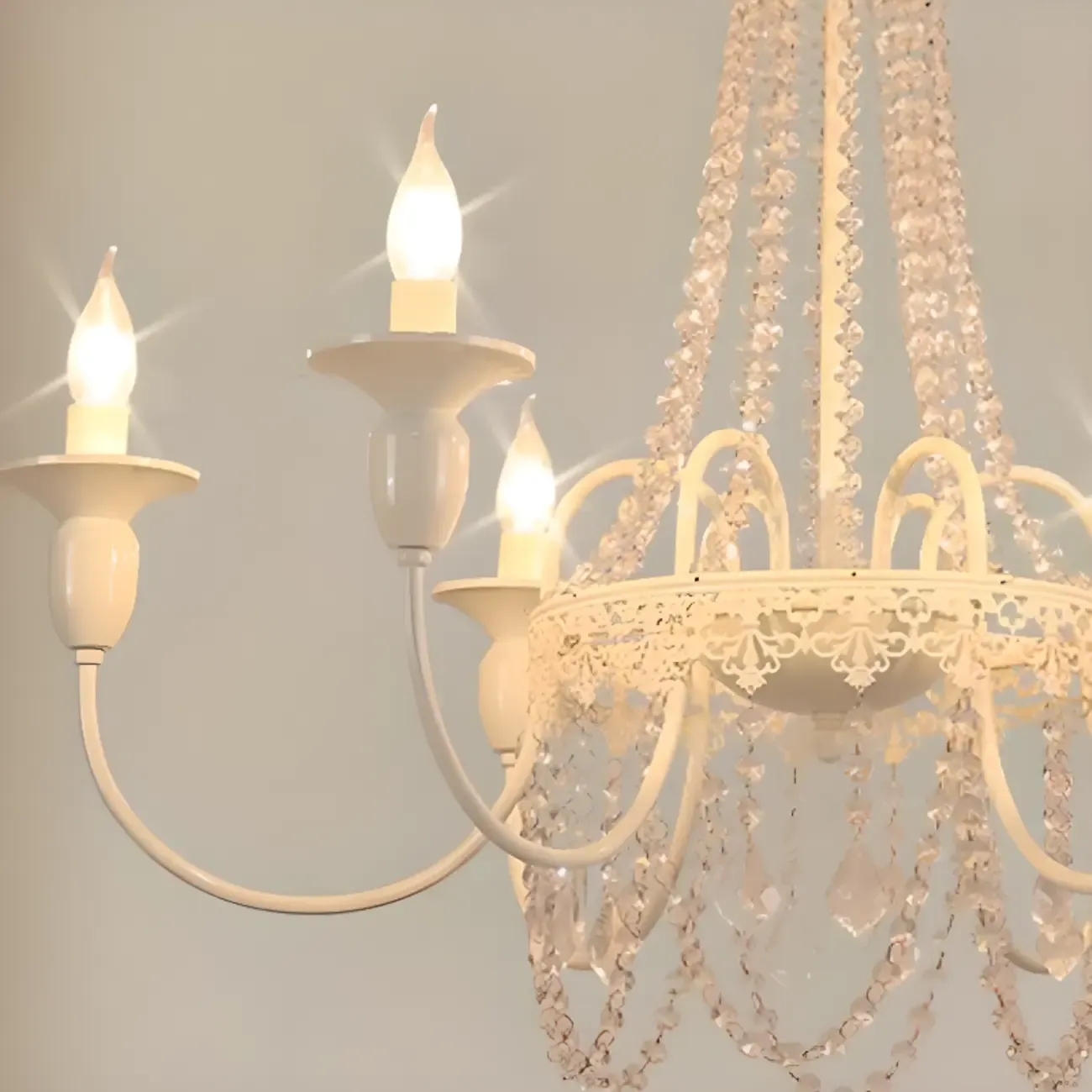 Vintage Crystal Candelabra Chandelier with Metal Frame Image - 12