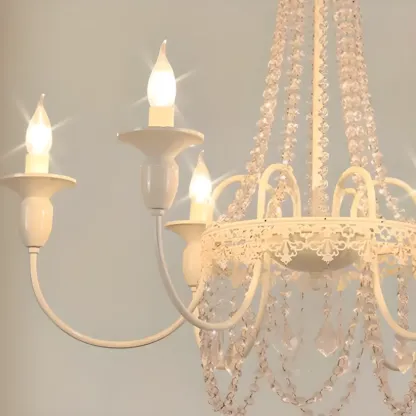 Vintage Crystal Candelabra Chandelier with Metal Frame Image - 12