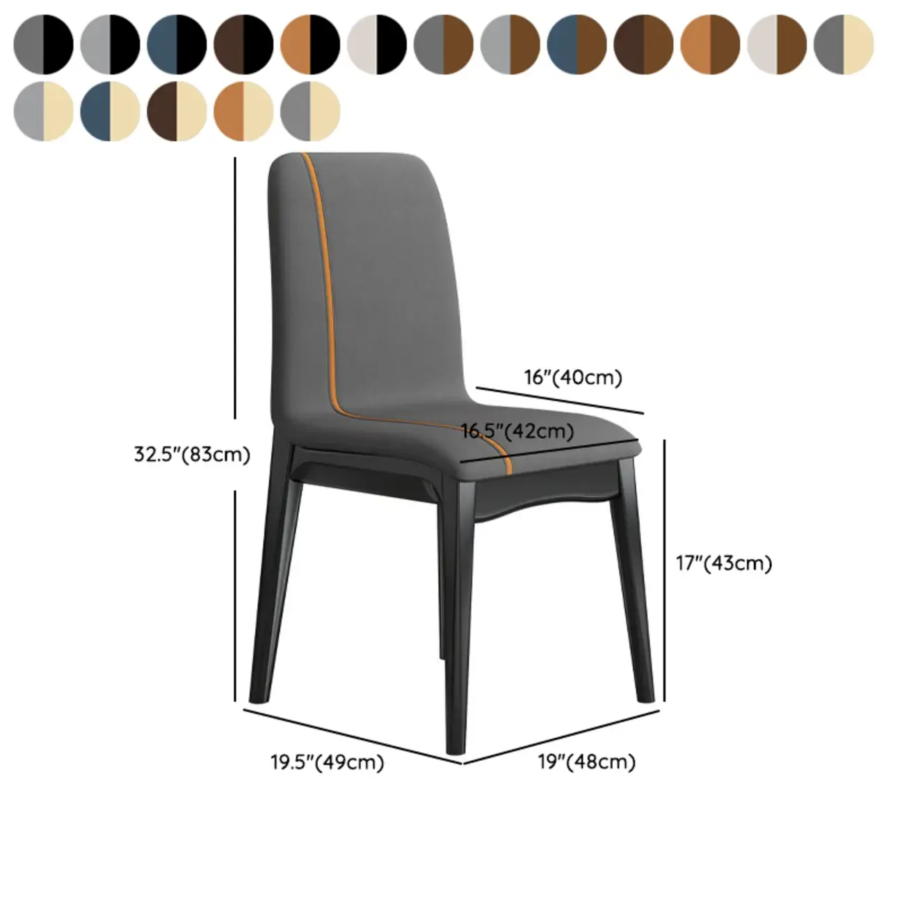 Upholstered Dining Chair Armless Solid Back with Multi Color #size