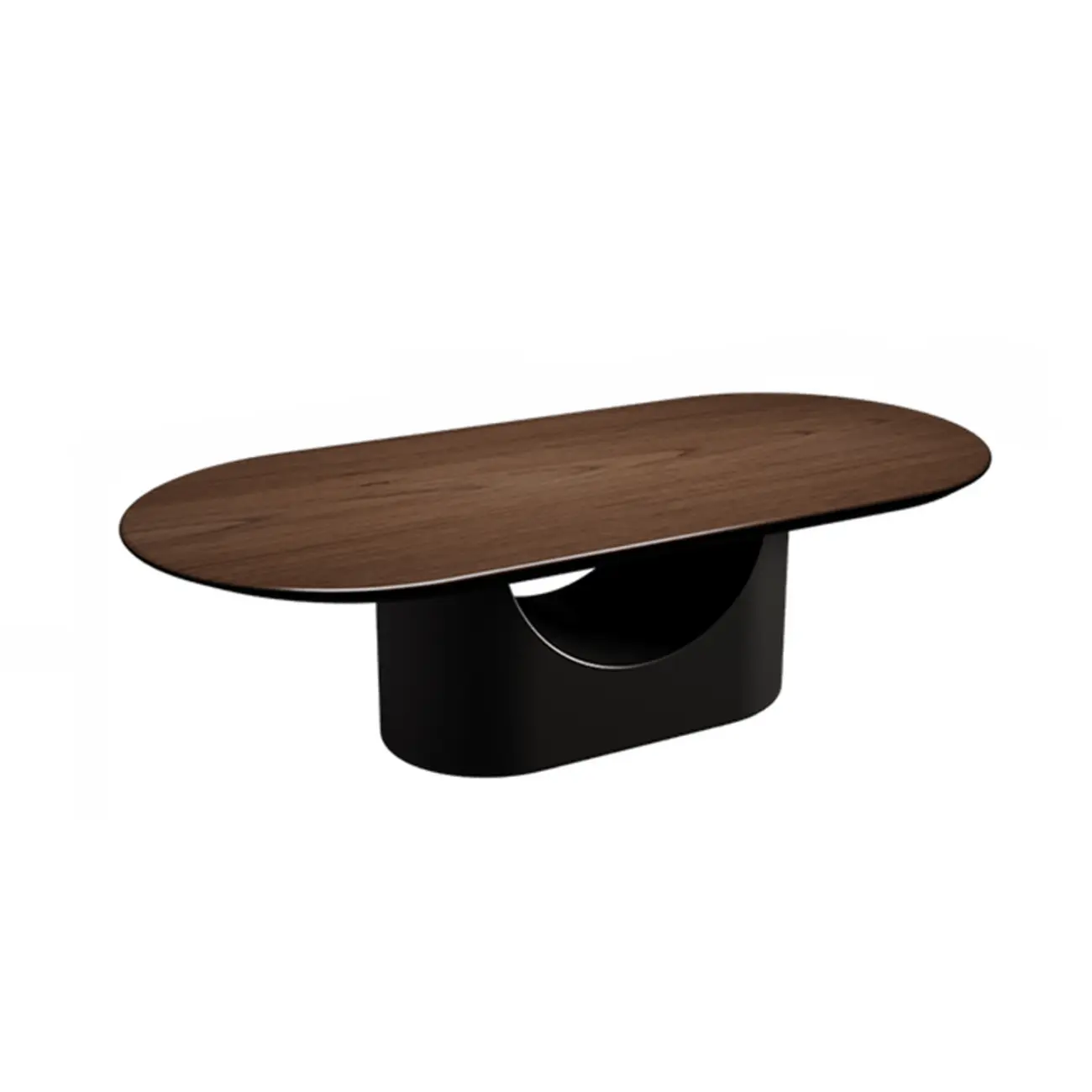 Modern Oval Black Wood Coffee Table with Hidden Storage  Image - 2 | homeyfad