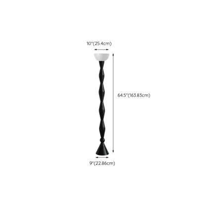 Black Metal Traditional  Floor Lamp with Glass Shade for Decor #size