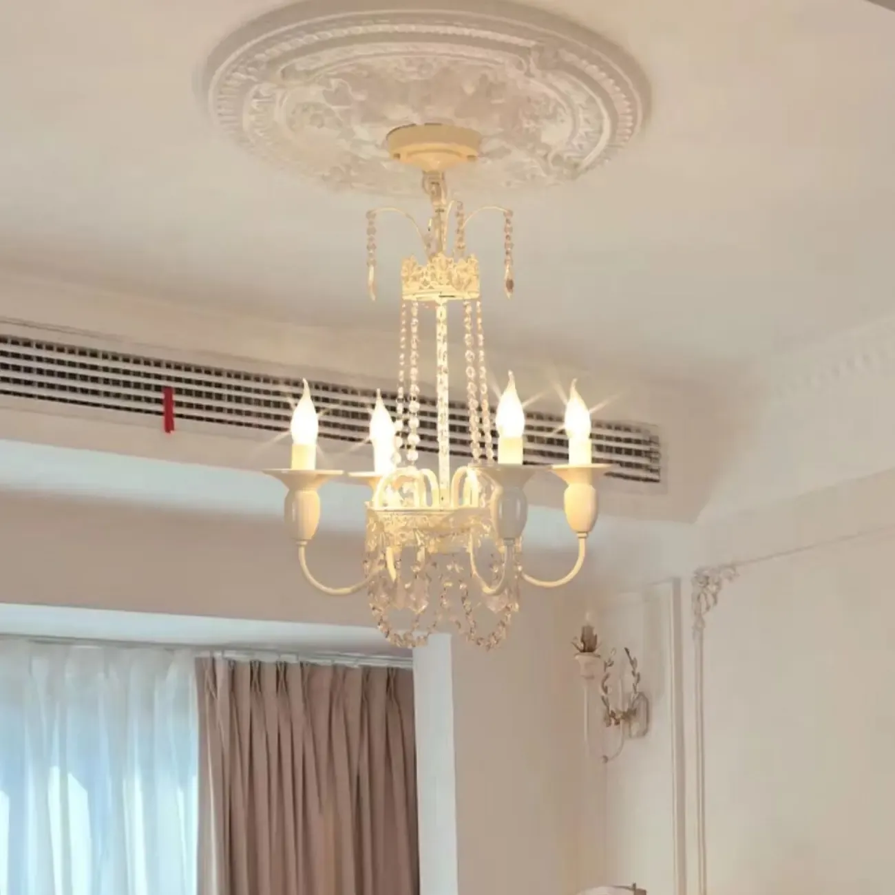 Vintage Crystal Candelabra Chandelier with Metal Frame Image - 13