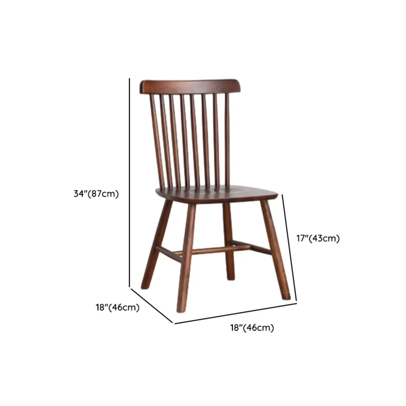 Scandinavian Windsor Back Wooden Armless Dining Chair Image - 18