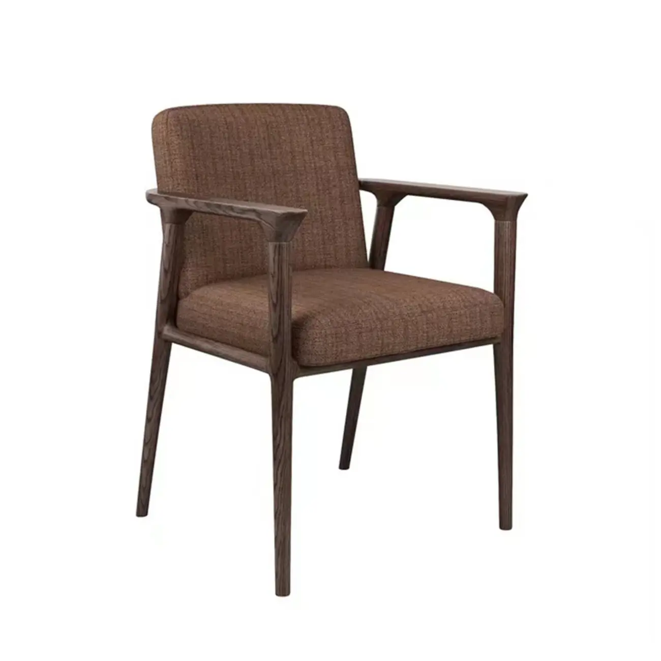 Modern Upholstered Dining Chair Square Shape with Wood Arms Image - 3 | homeyfad