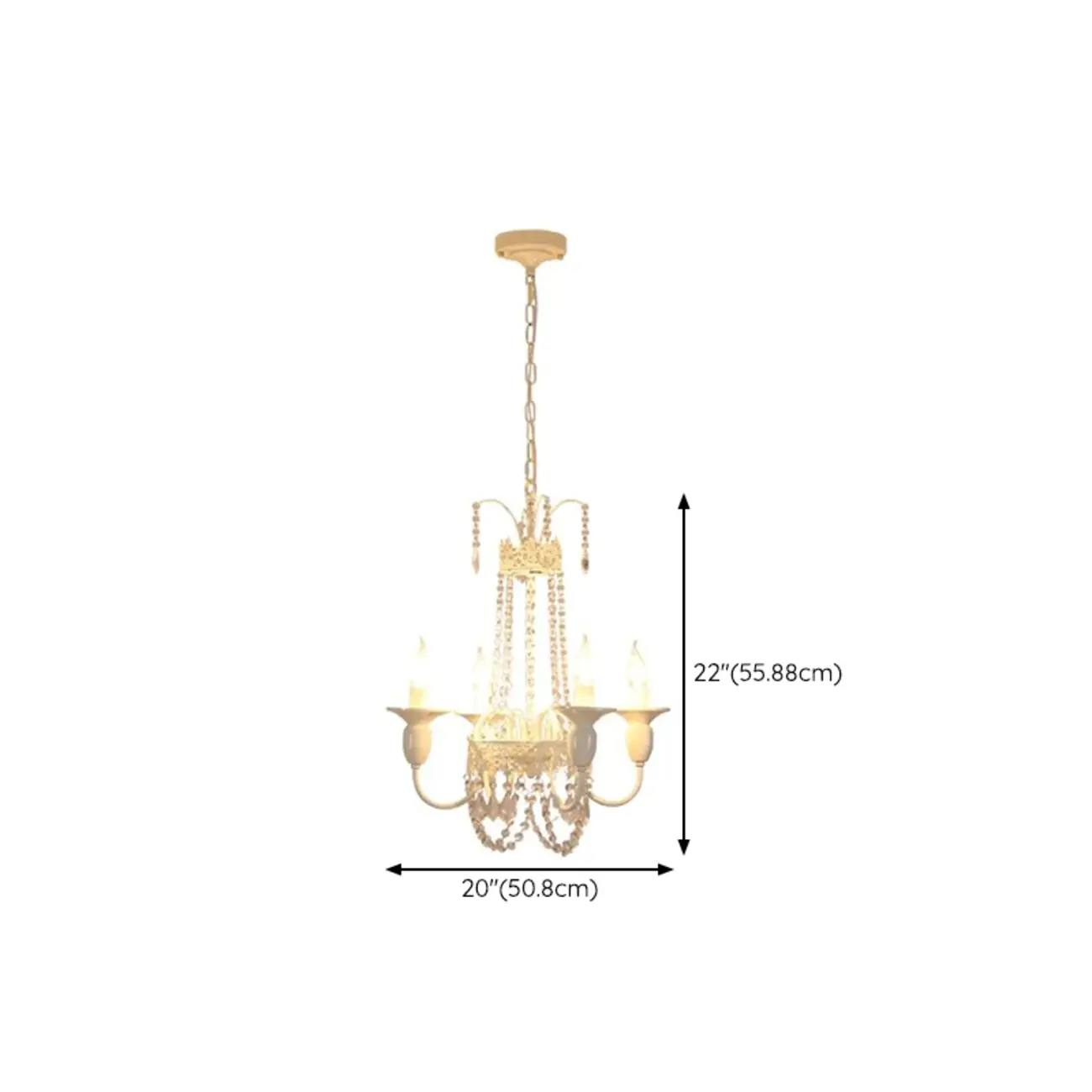 Vintage Crystal Candelabra Chandelier with Metal Frame #size