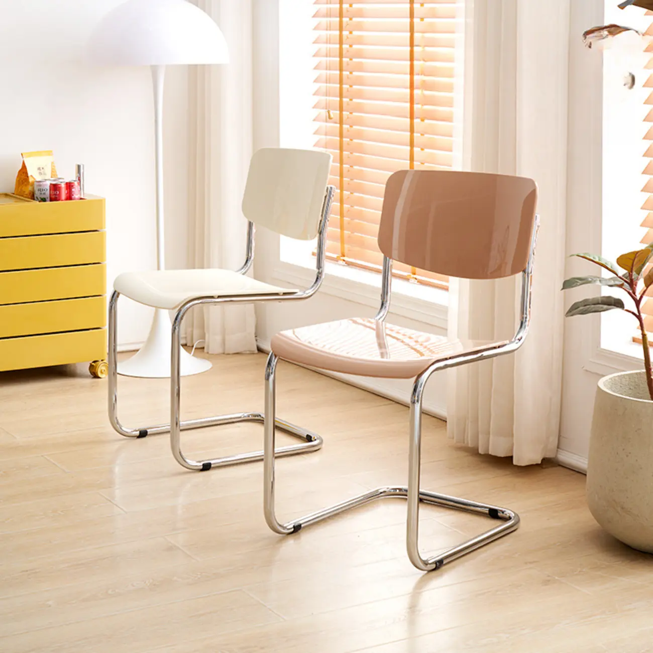 Modern Metal Frame Dining Chair in Various Colors Image - 1 | homeyfad