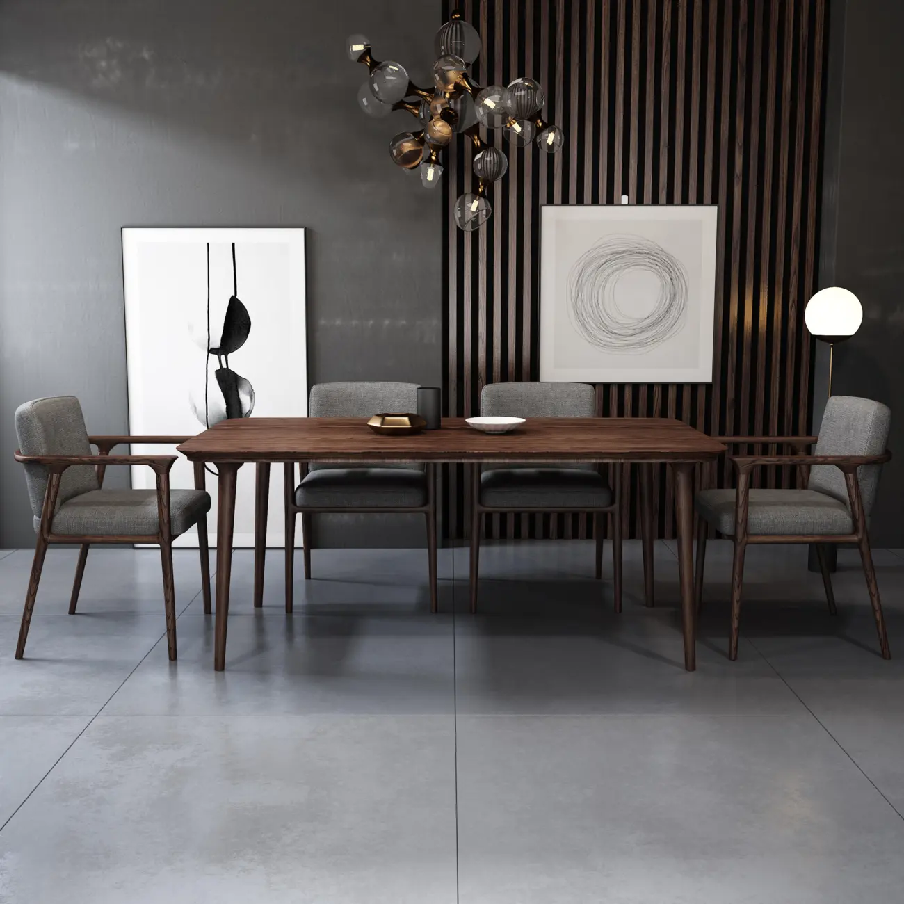 Modern Upholstered Dining Chair Square Shape with Wood Arms Image - 4 | homeyfad