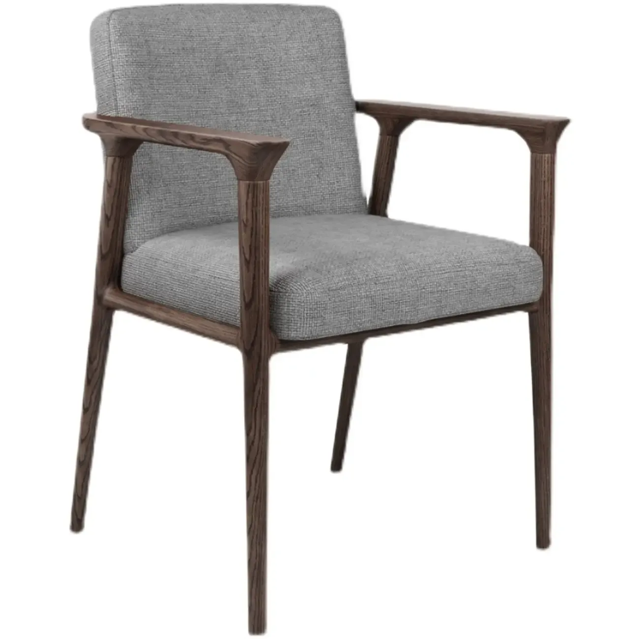 Modern Upholstered Dining Chair Square Shape with Wood Arms Image - 6