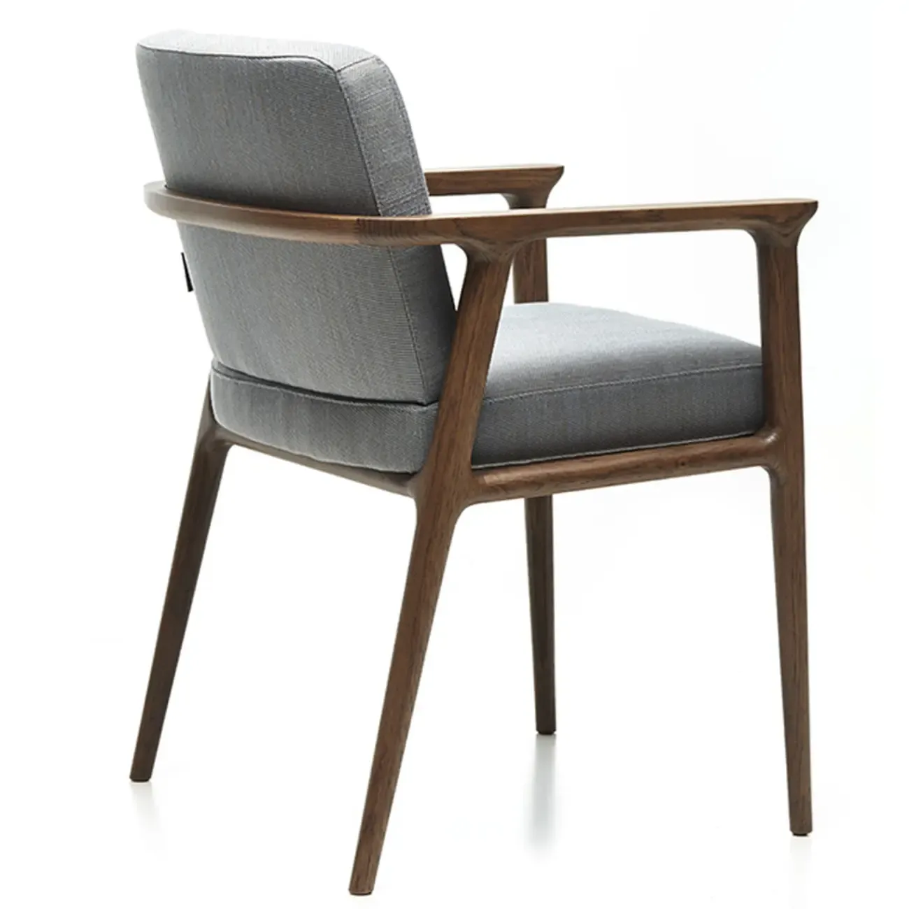 Modern Upholstered Dining Chair Square Shape with Wood Arms Image - 7