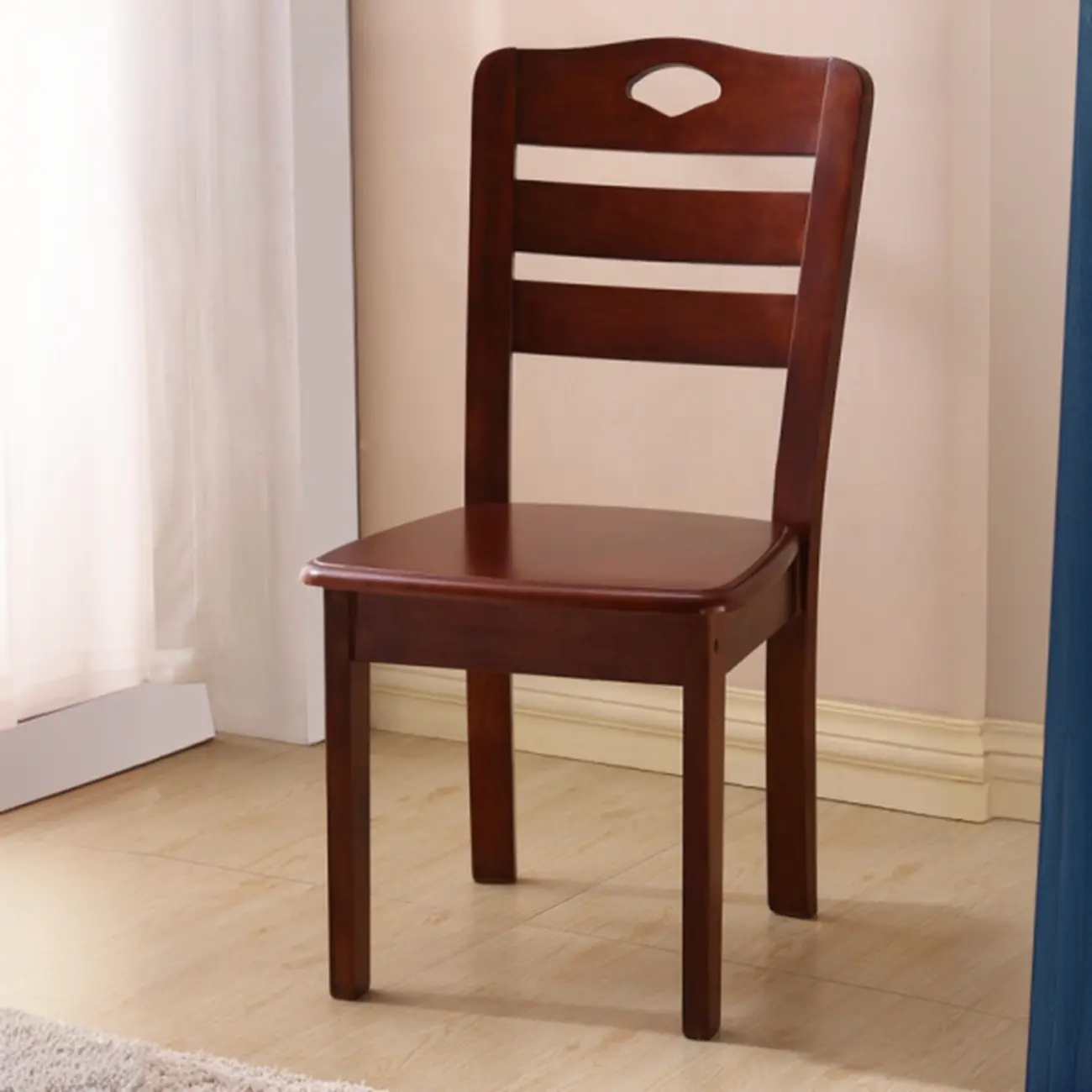 Traditional Brown Wood Ladder Back Dining Chair Armless Image - 1 | homeyfad