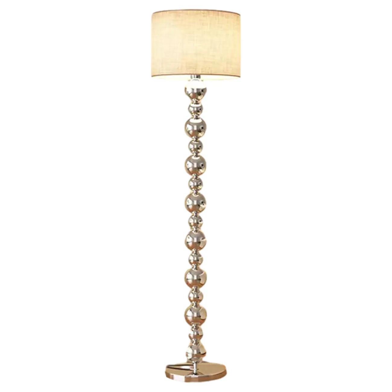 Modern Silver Metal Floor Lamp with Sleek Overlap Bead Design for Bedroom Image - 5 | homeyfad